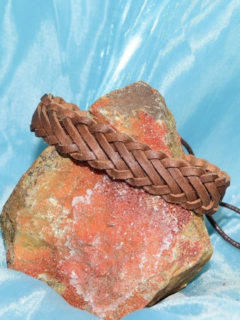 Delta Weathered Weaved Sliding Tie Leather Bracelet Tan Mens Gift Boxed
